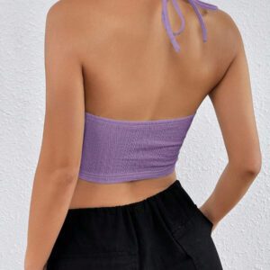 SHEIN EZwear Top court d'été à encolure dégagée sans dos