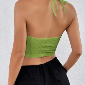SHEIN EZwear Top court d'été à encolure dégagée sans dos
