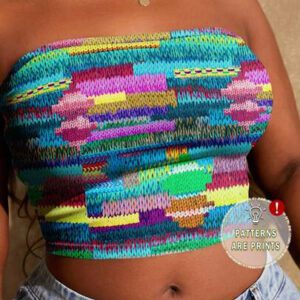 SHEIN SXY Top court moulant à imprimé graphique coloré pour femmes, style décontracté d'été