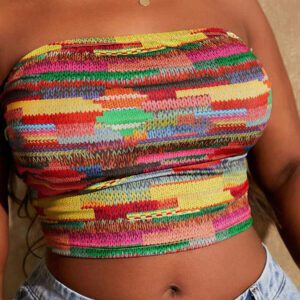 SHEIN SXY Top court moulant à imprimé graphique coloré pour femmes, style décontracté d'été