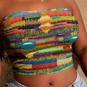 SHEIN SXY Top court moulant à imprimé graphique coloré pour femmes, style décontracté d'été