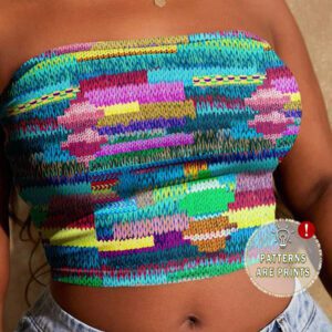 SHEIN SXY Top court moulant à imprimé graphique coloré pour femmes, style décontracté d'été