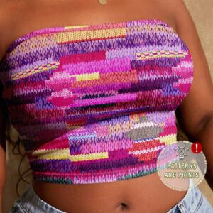 SHEIN SXY Top court moulant à imprimé graphique coloré pour femmes, style décontracté d'été