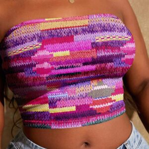 SHEIN SXY Top court moulant à imprimé graphique coloré pour femmes, style décontracté d'été