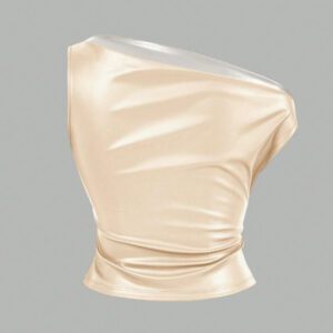 Siren Gaze Top casual pour femmes, style de mode années 90, look de rue pour le printemps et l'automne. Top sans manches avec col plissé en PU, couleur unie, adapté pour les sorties et les fêtes