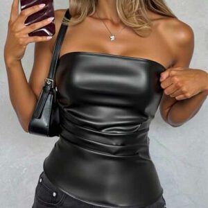 Siren Gaze Top imprimé peau de serpent brun pour femmes, fashion, plissé, ourlet asymétrique en tube. Convient pour sortir, les fêtes, Noël, vacances, élégant, Nouvel An, festivals, été, femmes, blouse, Saint-Valentin, robe de fête du Nouvel An