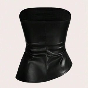 Siren Gaze Top imprimé peau de serpent brun pour femmes, fashion, plissé, ourlet asymétrique en tube. Convient pour sortir, les fêtes, Noël, vacances, élégant, Nouvel An, festivals, été, femmes, blouse, Saint-Valentin, robe de fête du Nouvel An