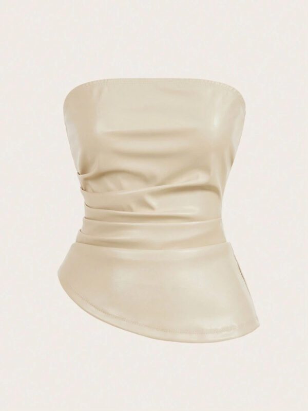 Siren Gaze Top imprimé peau de serpent brun pour femmes, fashion, plissé, ourlet asymétrique en tube. Convient pour sortir, les fêtes, Noël, vacances, élégant, Nouvel An, festivals, été, femmes, blouse, Saint-Valentin, robe de fête du Nouvel An – Image 26