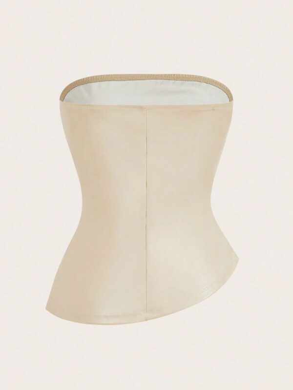Siren Gaze Top imprimé peau de serpent brun pour femmes, fashion, plissé, ourlet asymétrique en tube. Convient pour sortir, les fêtes, Noël, vacances, élégant, Nouvel An, festivals, été, femmes, blouse, Saint-Valentin, robe de fête du Nouvel An – Image 27