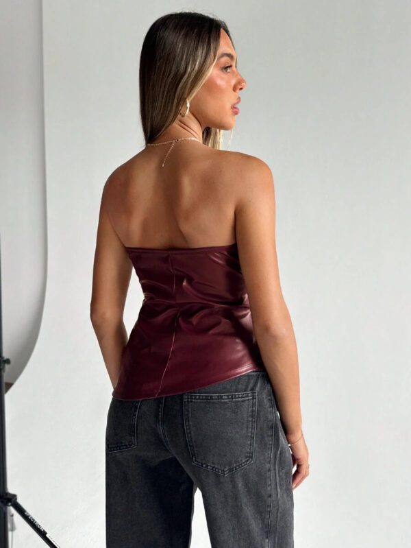 Siren Gaze Top imprimé peau de serpent brun pour femmes, fashion, plissé, ourlet asymétrique en tube. Convient pour sortir, les fêtes, Noël, vacances, élégant, Nouvel An, festivals, été, femmes, blouse, Saint-Valentin, robe de fête du Nouvel An – Image 33