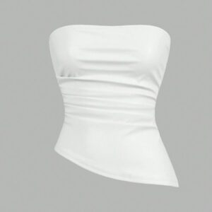 Siren Gaze Top imprimé peau de serpent brun pour femmes, fashion, plissé, ourlet asymétrique en tube. Convient pour sortir, les fêtes, Noël, vacances, élégant, Nouvel An, festivals, été, femmes, blouse, Saint-Valentin, robe de fête du Nouvel An