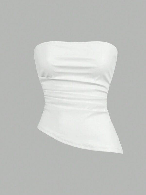 Siren Gaze Top imprimé peau de serpent brun pour femmes, fashion, plissé, ourlet asymétrique en tube. Convient pour sortir, les fêtes, Noël, vacances, élégant, Nouvel An, festivals, été, femmes, blouse, Saint-Valentin, robe de fête du Nouvel An – Image 39
