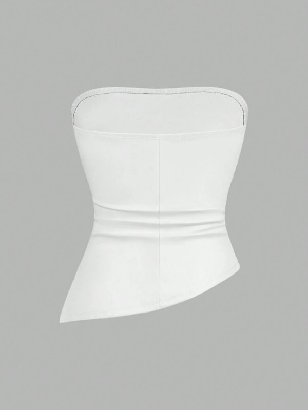 Siren Gaze Top imprimé peau de serpent brun pour femmes, fashion, plissé, ourlet asymétrique en tube. Convient pour sortir, les fêtes, Noël, vacances, élégant, Nouvel An, festivals, été, femmes, blouse, Saint-Valentin, robe de fête du Nouvel An – Image 40