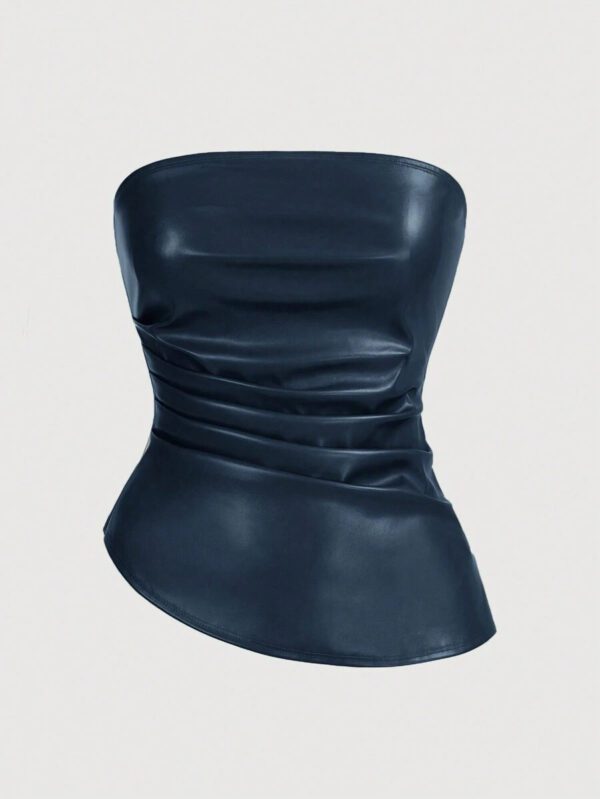 Siren Gaze Top imprimé peau de serpent brun pour femmes, fashion, plissé, ourlet asymétrique en tube. Convient pour sortir, les fêtes, Noël, vacances, élégant, Nouvel An, festivals, été, femmes, blouse, Saint-Valentin, robe de fête du Nouvel An – Image 43