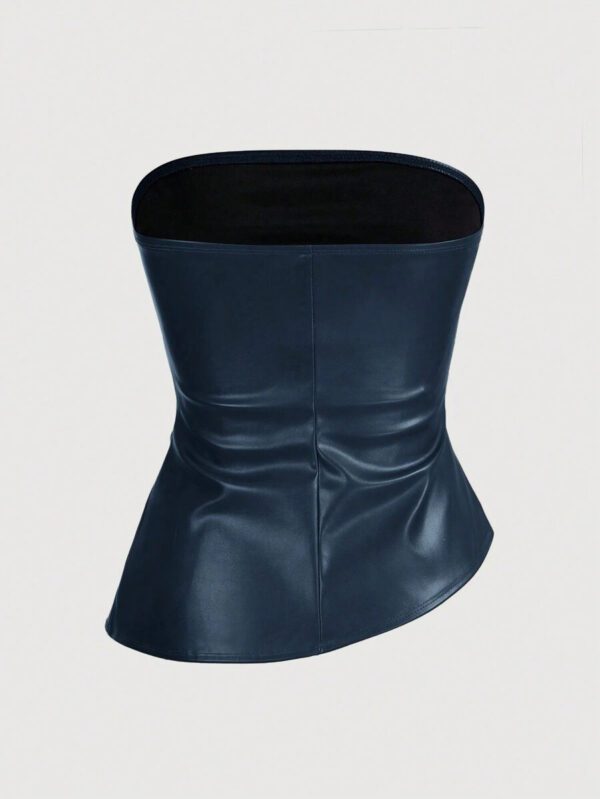 Siren Gaze Top imprimé peau de serpent brun pour femmes, fashion, plissé, ourlet asymétrique en tube. Convient pour sortir, les fêtes, Noël, vacances, élégant, Nouvel An, festivals, été, femmes, blouse, Saint-Valentin, robe de fête du Nouvel An – Image 44