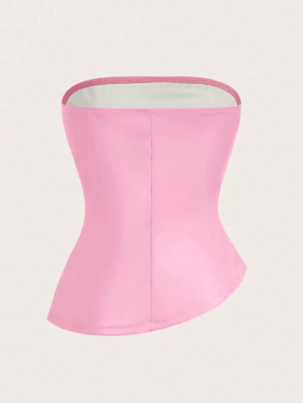 Siren Gaze Top imprimé peau de serpent brun pour femmes, fashion, plissé, ourlet asymétrique en tube. Convient pour sortir, les fêtes, Noël, vacances, élégant, Nouvel An, festivals, été, femmes, blouse, Saint-Valentin, robe de fête du Nouvel An – Image 52