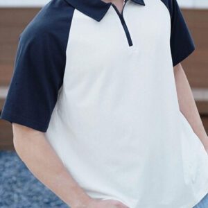 DAZY Polo d'été décontracté pour homme avec patchwork blocs de couleurs