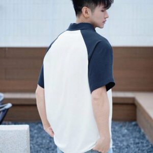 DAZY Polo d'été décontracté pour homme avec patchwork blocs de couleurs