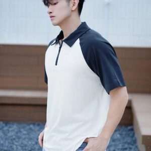 DAZY Polo d'été décontracté pour homme avec patchwork blocs de couleurs