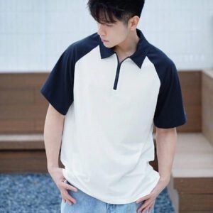 DAZY Polo d'été décontracté pour homme avec patchwork blocs de couleurs