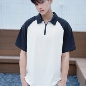 DAZY Polo d'été décontracté pour homme avec patchwork blocs de couleurs