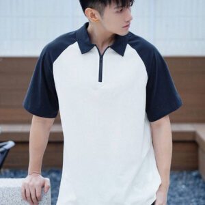 DAZY Polo d'été décontracté pour homme avec patchwork blocs de couleurs