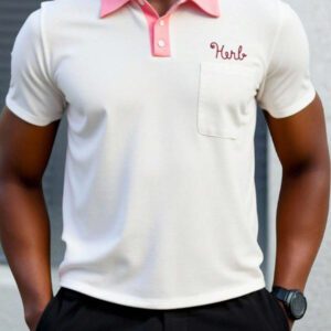 Manfinity VCAY Chemise polo décontractée pour hommes en tricot avec broderie de lettre, manches raglan amples et courtes