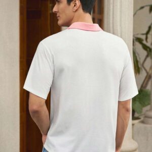 Manfinity VCAY Chemise polo décontractée pour hommes en tricot avec broderie de lettre, manches raglan amples et courtes