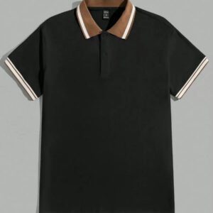 SWAVVY Chemise polo pour hommes avec bordure rayée, chemise à demi-boutons, pour le mari, pour sortir