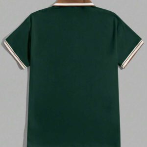 SWAVVY Chemise polo pour hommes avec bordure rayée, chemise à demi-boutons, pour le mari, pour sortir