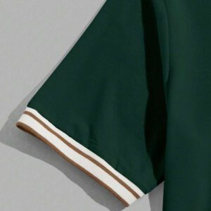 SWAVVY Chemise polo pour hommes avec bordure rayée, chemise à demi-boutons, pour le mari, pour sortir