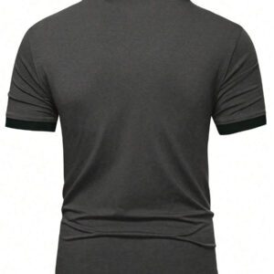 Manfinity Mode Chemise polo à manches courtes en jacquard décontractée pour homme, parfaite pour les trajets quotidiens en été