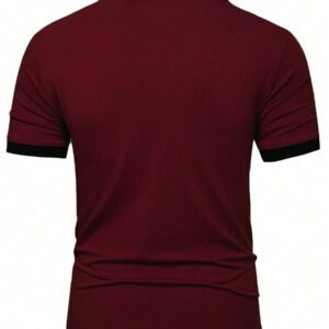 Manfinity Mode Chemise polo à manches courtes en jacquard décontractée pour homme, parfaite pour les trajets quotidiens en été