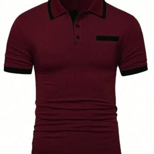 Manfinity Mode Chemise polo à manches courtes en jacquard décontractée pour homme, parfaite pour les trajets quotidiens en été