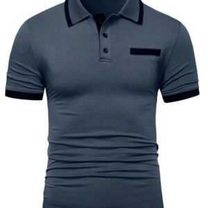 Manfinity Mode Chemise polo à manches courtes en jacquard décontractée pour homme, parfaite pour les trajets quotidiens en été