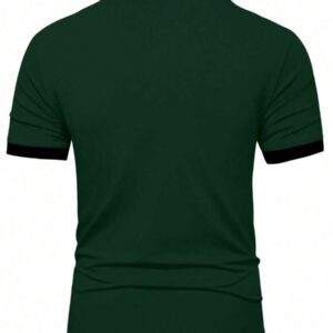 Manfinity Mode Chemise polo à manches courtes en jacquard décontractée pour homme, parfaite pour les trajets quotidiens en été