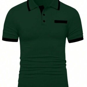 Manfinity Mode Chemise polo à manches courtes en jacquard décontractée pour homme, parfaite pour les trajets quotidiens en été