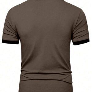Manfinity Mode Chemise polo à manches courtes en jacquard décontractée pour homme, parfaite pour les trajets quotidiens en été