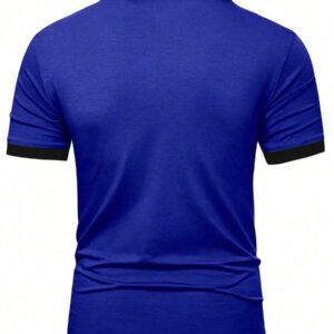 Manfinity Mode Chemise polo à manches courtes en jacquard décontractée pour homme, parfaite pour les trajets quotidiens en été