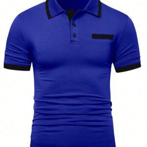 Manfinity Mode Chemise polo à manches courtes en jacquard décontractée pour homme, parfaite pour les trajets quotidiens en été