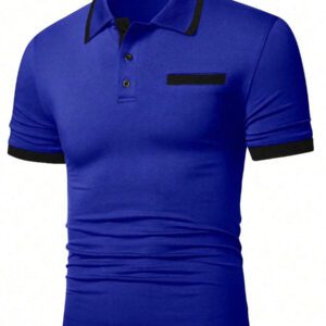 Manfinity Mode Chemise polo à manches courtes en jacquard décontractée pour homme, parfaite pour les trajets quotidiens en été