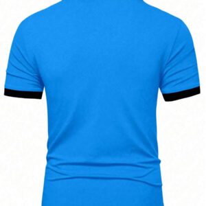 Manfinity Mode Chemise polo à manches courtes en jacquard décontractée pour homme, parfaite pour les trajets quotidiens en été