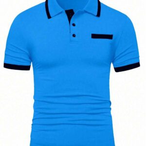 Manfinity Mode Chemise polo à manches courtes en jacquard décontractée pour homme, parfaite pour les trajets quotidiens en été