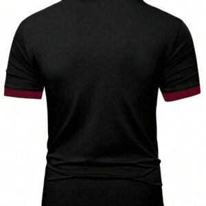 Manfinity Mode Chemise polo à manches courtes en jacquard décontractée pour homme, parfaite pour les trajets quotidiens en été