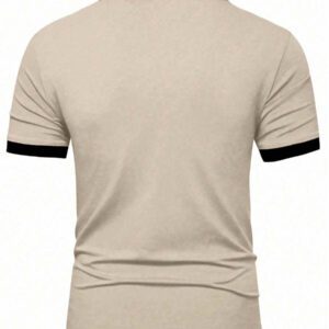 Manfinity Mode Chemise polo à manches courtes en jacquard décontractée pour homme, parfaite pour les trajets quotidiens en été