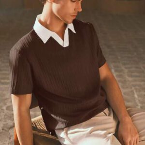 HIMLAND Chemise polo à manches courtes décontractée et ample pour homme