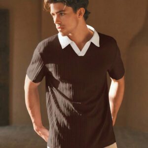 HIMLAND Chemise polo à manches courtes décontractée et ample pour homme