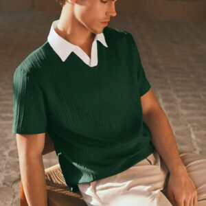 HIMLAND Chemise polo à manches courtes décontractée et ample pour homme