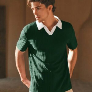 HIMLAND Chemise polo à manches courtes décontractée et ample pour homme