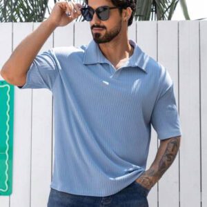 DAZY Chemise polo décontractée à manches courtes de couleur unie pour hommes, idéale pour les déplacements, été